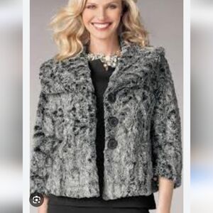 Cabi Gray Chinchilla Faux Fur Jacket